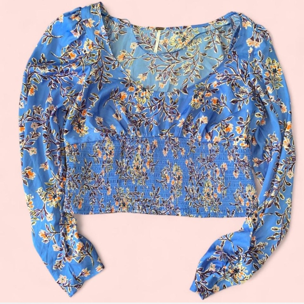 Free People Blue Floral Blouse